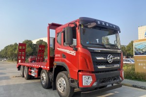 Dongfeng 8X4 flatbed transport vehicle, 25t excavator trailer